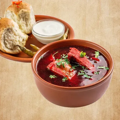  Borș Ucrainean cu costițe afumate